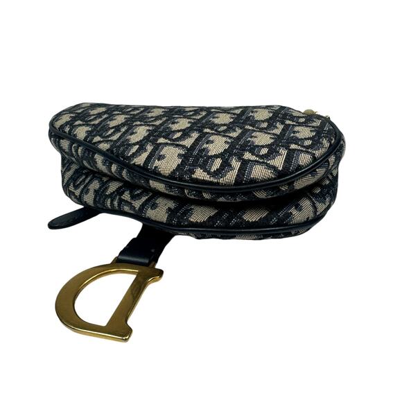 Christian Dior Mini Saddle Bag Vintage Trotter Blue Shoulder Purse Oblique CD - Picture 10 of 16